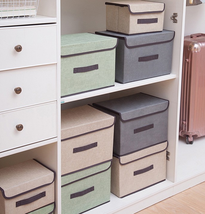 กล่องผ้าลินิน มีฝาปิด – สไตล์เรียบหรู จัดเก็บได้ทุกห้อง