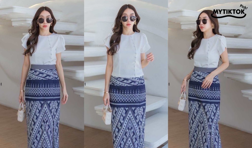 ชุดใส่ทำบุญผู้หญิง เรียบร้อย ดูแพง พร้อมออกงาน งานบุญ งานบวช จาก TikTok&nbsp;Shop